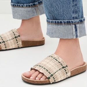 NWT JW Anderson Woven Check Slide Sandal (Women) 8US / 38EU Green/White